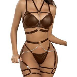Lingerie Set For Women Sexy Strappy Lingerie Garter With Underwire Push Up Bra